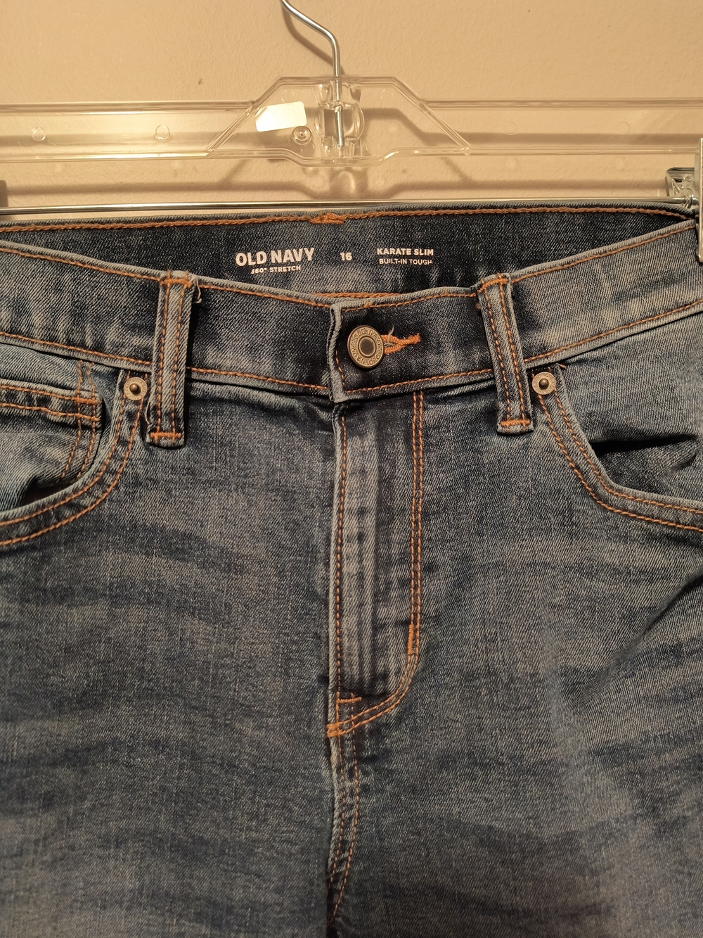Old Navy Karate Slim Blue Jeans Built-In Tough 360° Stretch Size 16 - Picture 5 of 5